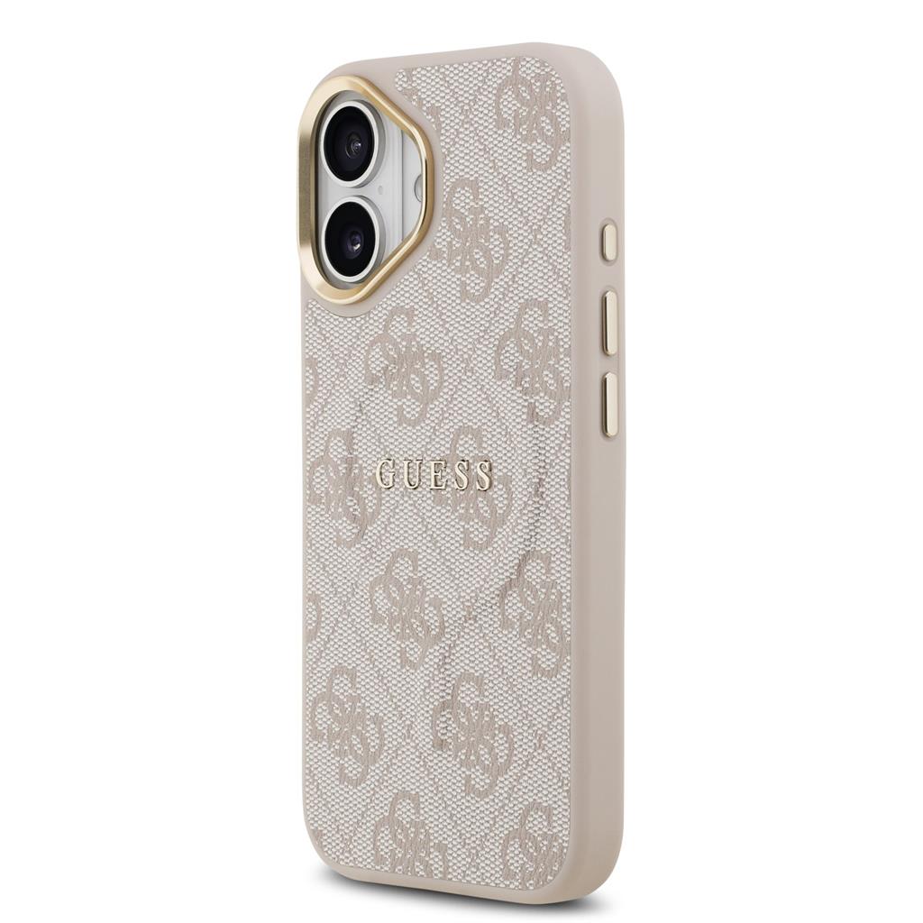 Guess PU Leather 4G Gold Frame MagSafe tok iPhone 17 (Rózsaszín)