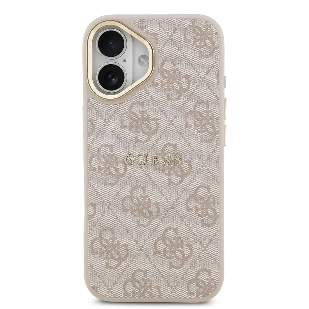 Guess PU Leather 4G Gold Frame MagSafe tok iPhone 17 (Rózsaszín)