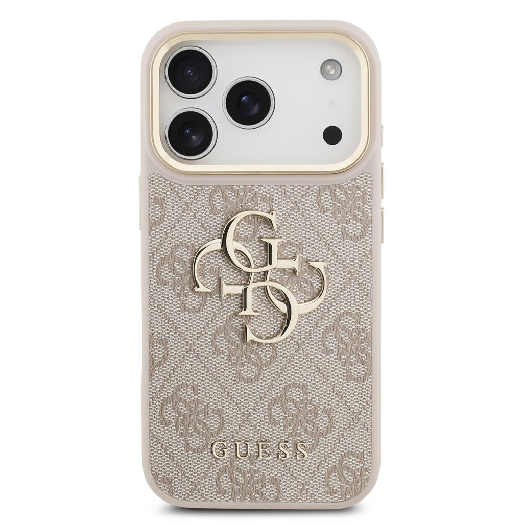 Guess PU Leather 4G Metal Logo Gold Frame iPhone 17 Pro (Rózsaszín)