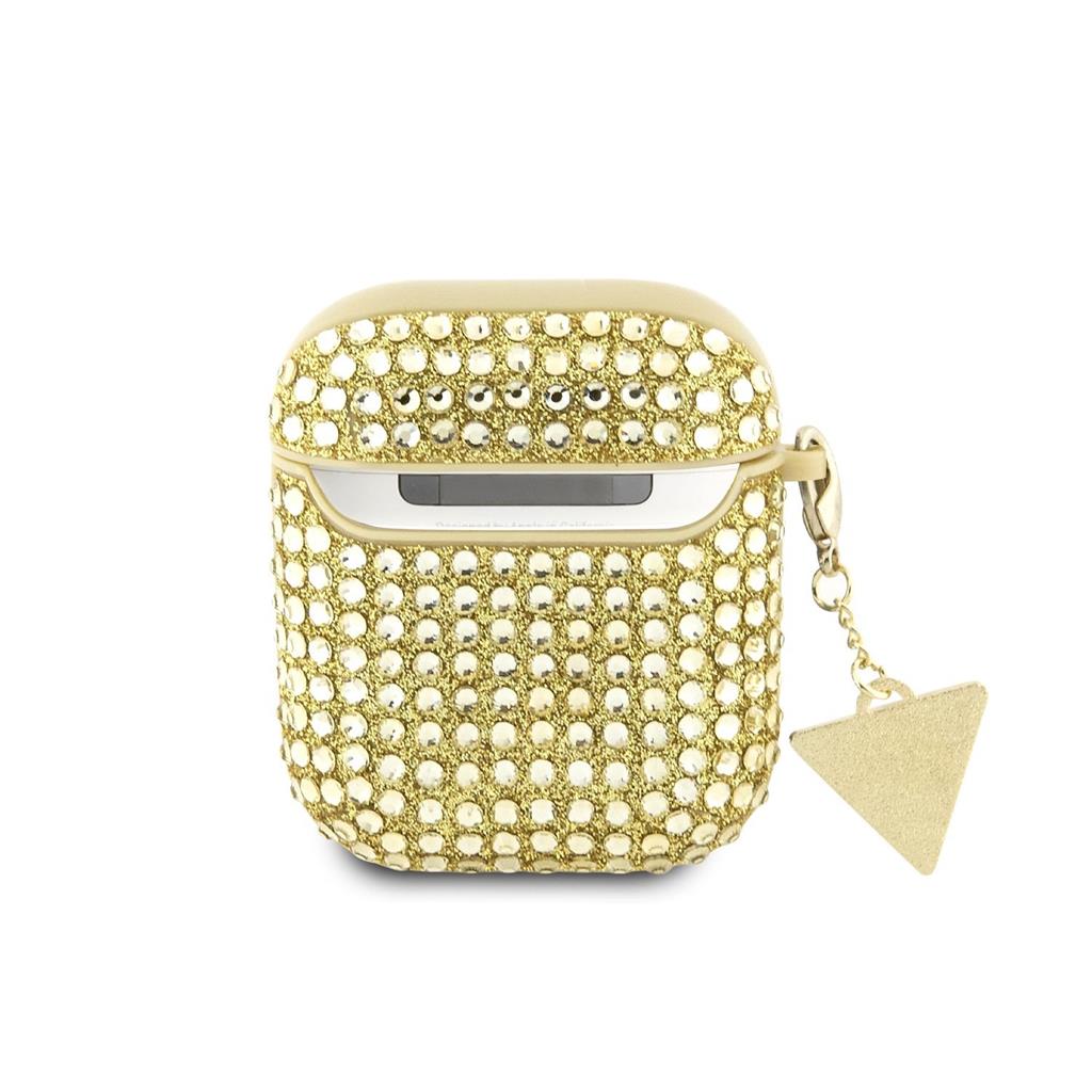 Guess Rhinestones Triangle Metal Logo tok AirPods 1/2 (Arany) - GUA2HDGTPD