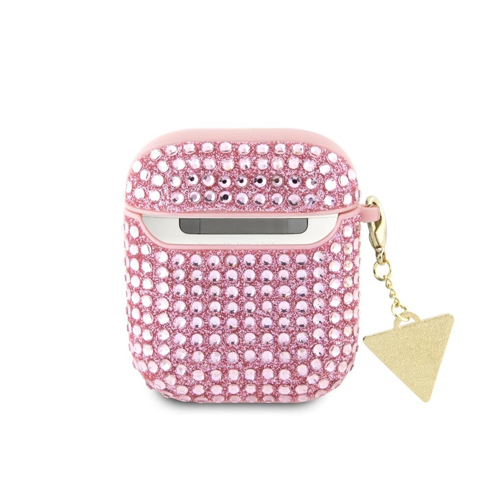 Guess Rhinestones Triangle Metal Logo tok AirPods 1/2 (Rózsaszín) - GUA2HDGTPP