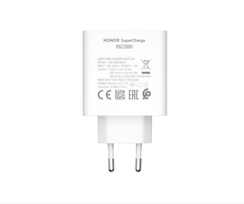 Honor HN-200500E05 SuperCharge USB-A hálózati gyorstöltő 100W 5A (Fehér)