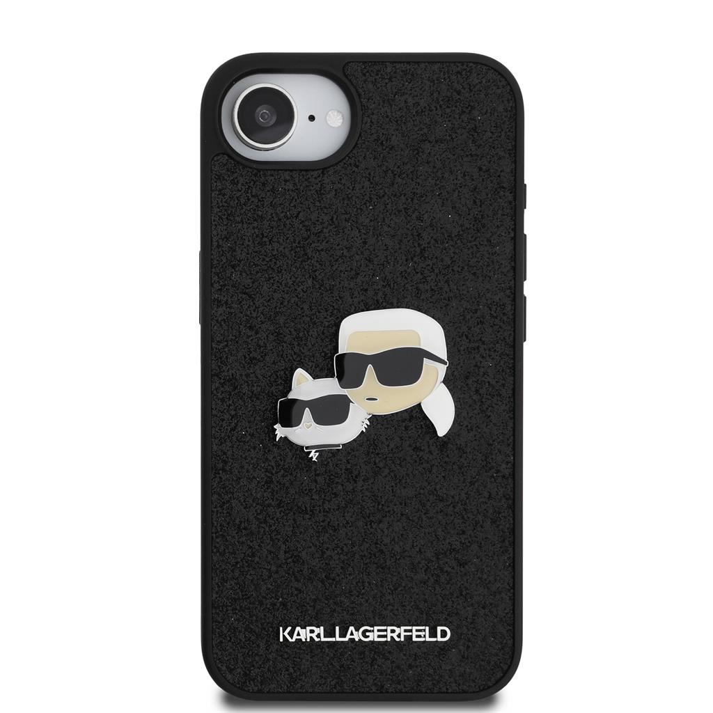 Apple iPhone 16e Karl Lagerfeld Fixed Glitter Metal K&CH tok (Fekete) – KLHCPSE4PFGKCPK