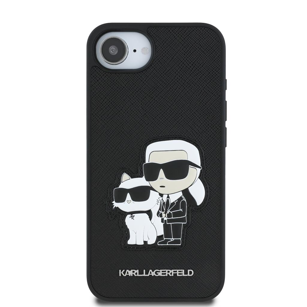 Apple iPhone 16e Karl Lagerfeld PU Saffiano Karl and Choupette tok (Fekete) – KLHCPSE4SANKCPK
