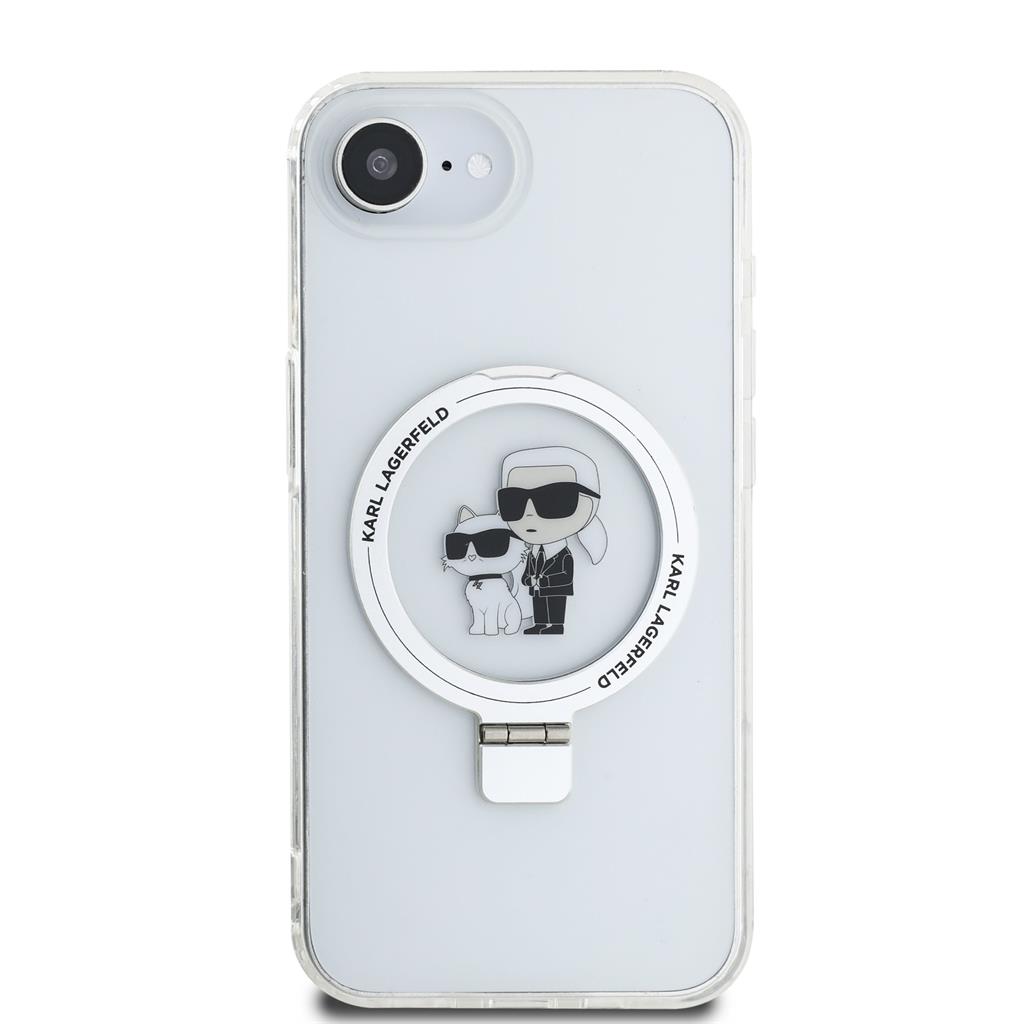 Apple iPhone 16e Karl Lagerfeld Ringstand Karl and Choupette MagSafe tok (Fehér) – KLHMPSE4HMRSKCH