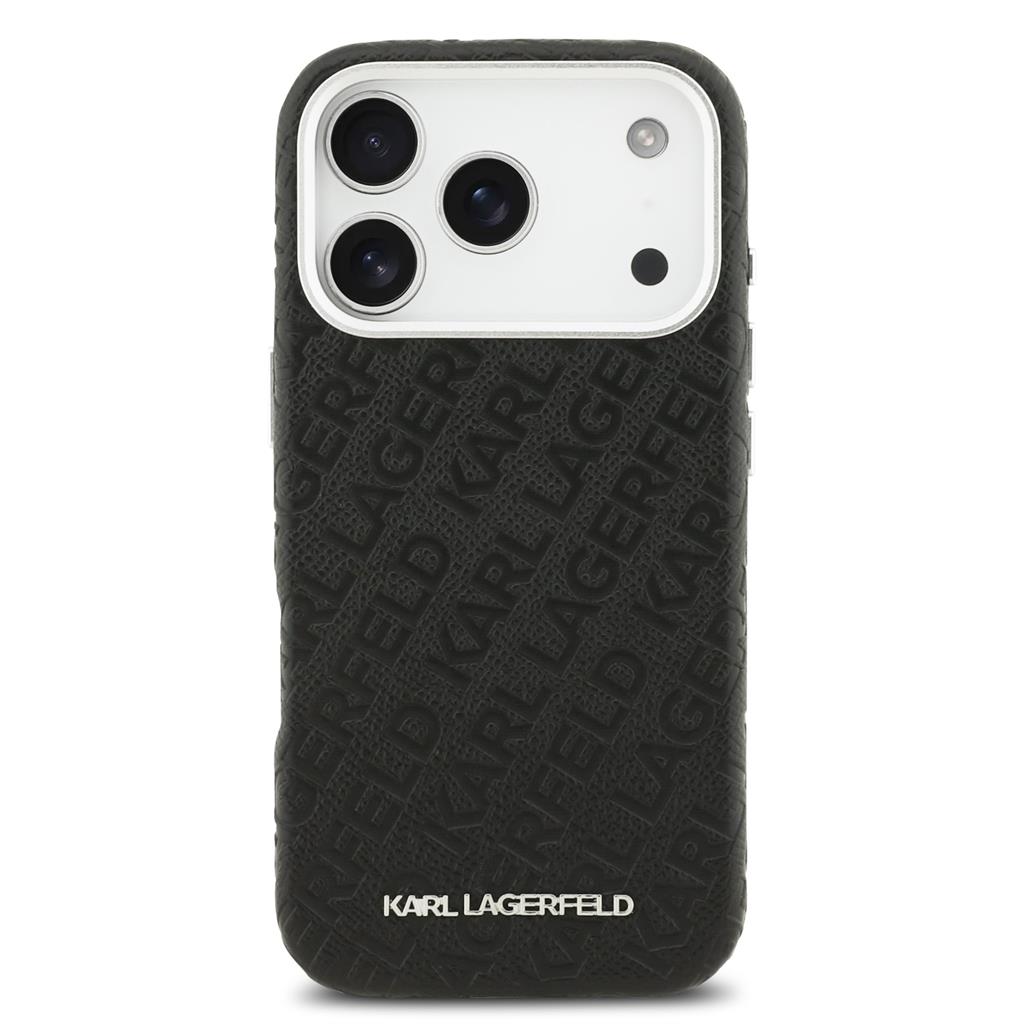 Karl Lagerfeld Grained PU Repeated Logo MagSafe tok iPhone 17 Pro (Fekete)