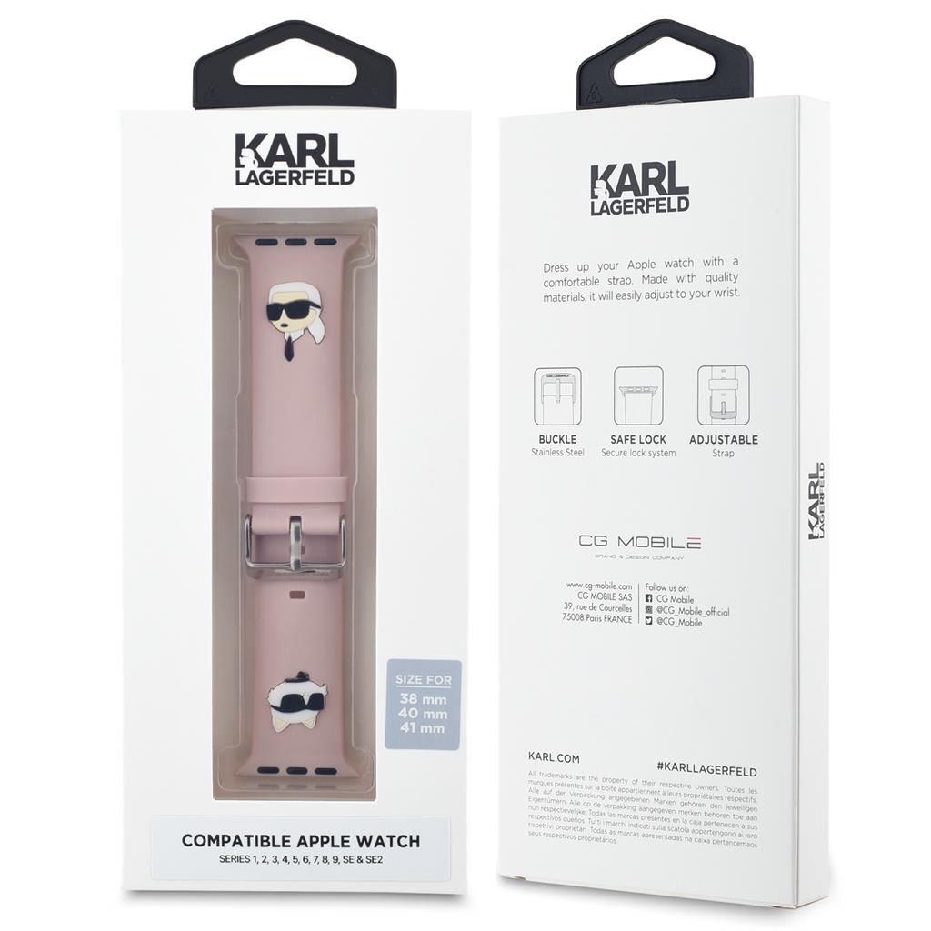 Karl Lagerfeld Karl and Choupette Head NFT Strap for Apple Watch 38/40/41 (Rózsaszín)