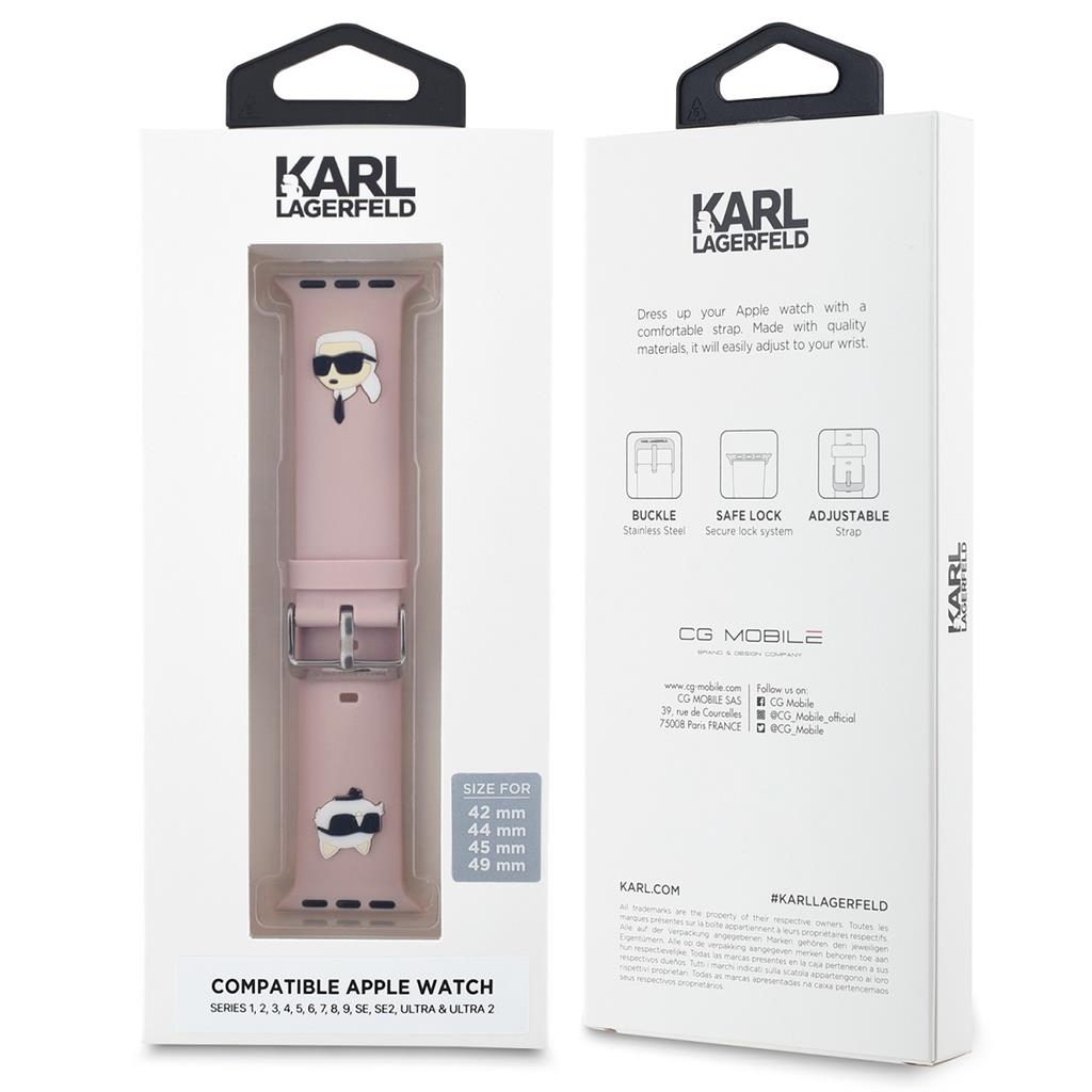 Karl Lagerfeld Karl and Choupette Head NFT Strap for Apple Watch 42/44/45/46/49 (Rózsaszín)