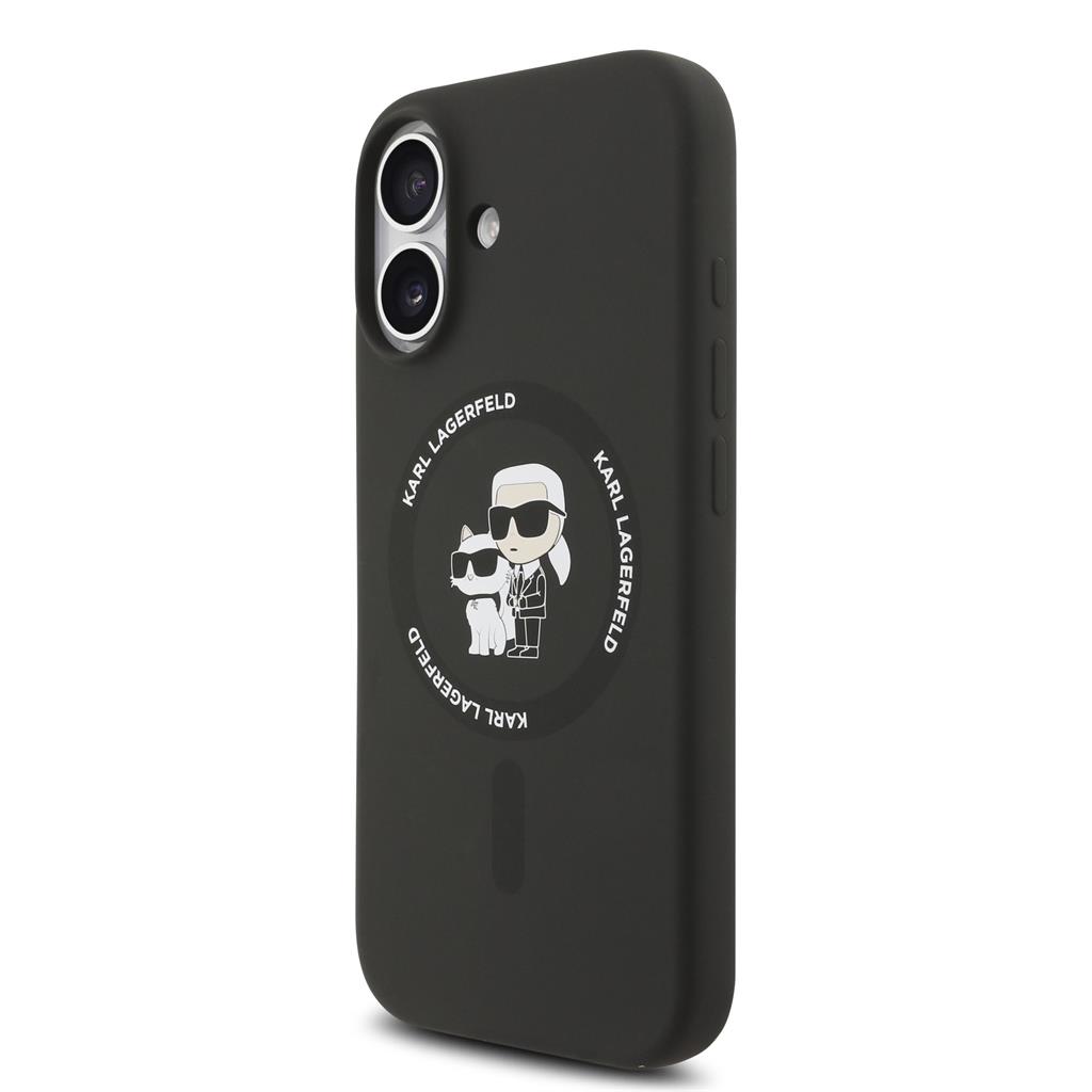 Karl Lagerfeld Liquid Silicone Karl and Choupette MagSafe tok iPhone 17 (Fekete) - KLHMP17SSCMKCRHK