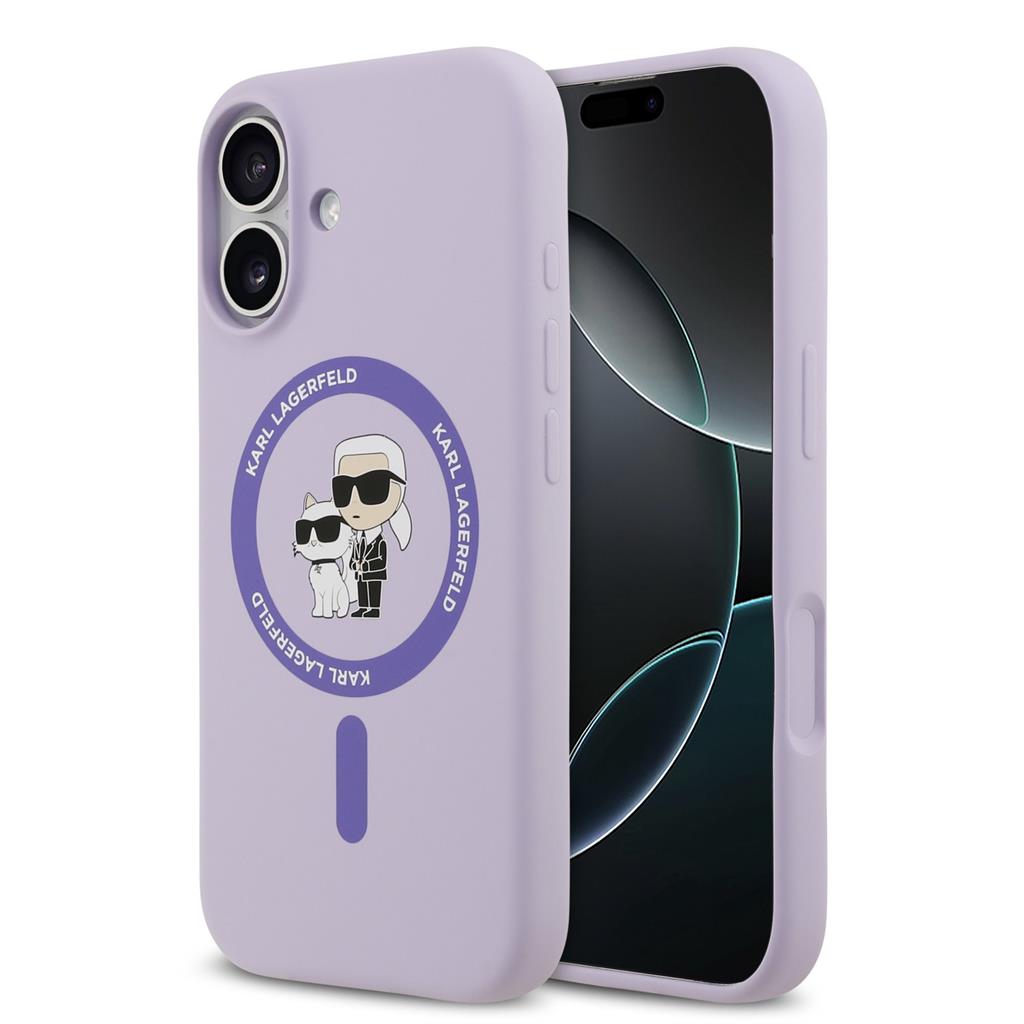 Karl Lagerfeld Liquid Silicone Karl and Choupette MagSafe tok iPhone 17 (Lila) - KLHMP17SSCMKCRHU