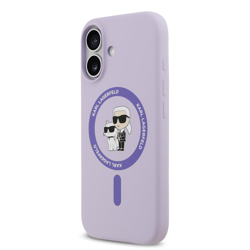 Karl Lagerfeld Liquid Silicone Karl and Choupette MagSafe tok iPhone 17 (Lila) - KLHMP17SSCMKCRHU