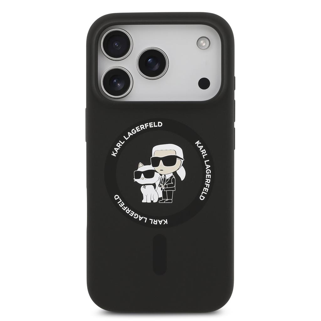 Karl Lagerfeld Liquid Silicone Karl and Choupette MagSafe tok iPhone 17 Pro (Fekete) - KLHMP17LSCMKCRHK