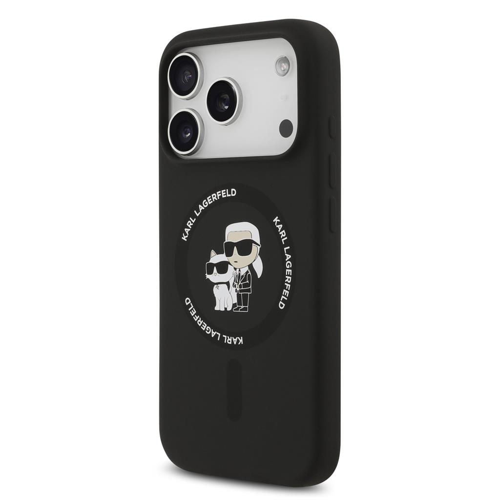 Karl Lagerfeld Liquid Silicone Karl and Choupette MagSafe tok iPhone 17 Pro Max (Fekete) - KLHMP17XSCMKCRHK