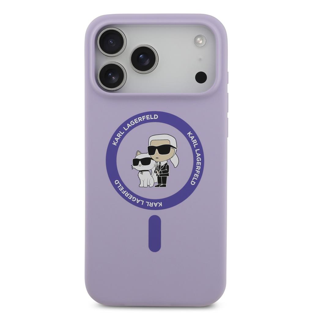 Karl Lagerfeld Liquid Silicone Karl and Choupette MagSafe tok iPhone 17 Pro Max (Lila) - KLHMP17XSCMKCRHU