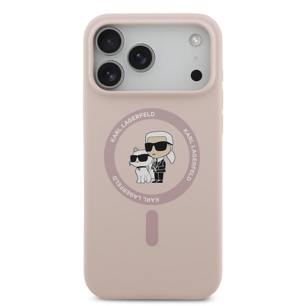 Karl Lagerfeld Liquid Silicone Karl and Choupette MagSafe tok iPhone 17 Pro Max (Rózsaszín) - KLHMP17XSCMKCRHP