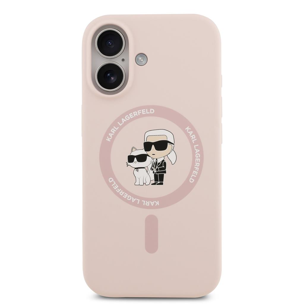 Karl Lagerfeld Liquid Silicone Karl and Choupette MagSafe tok iPhone 17 (Rózsaszín)