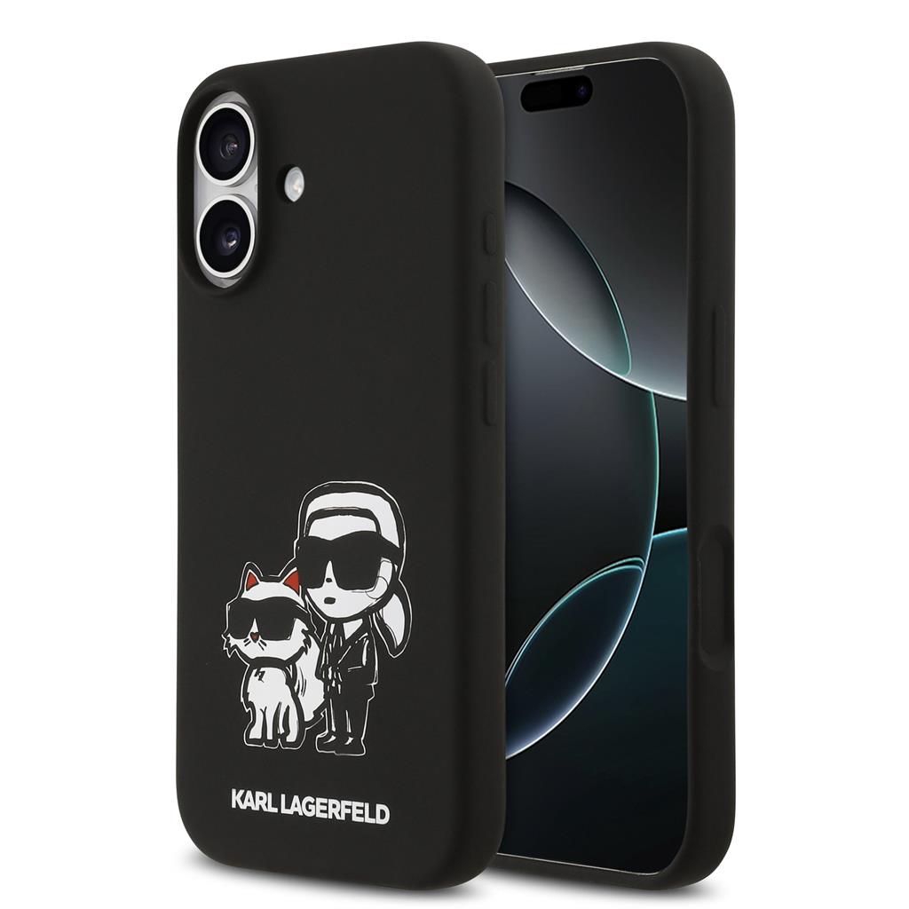 Karl Lagerfeld Liquid Silicone K&CH Sketch MagSafe tok iPhone 17 (Fekete) - KLHMP17SSKCGRGOK