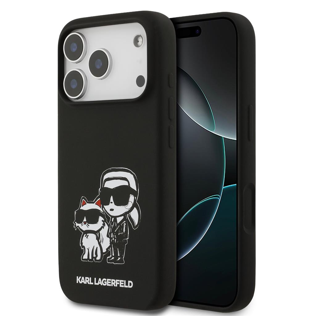Karl Lagerfeld Liquid Silicone K&CH Sketch MagSafe tok iPhone 17 Pro (Fekete) - KLHMP17LSKCGRGOK