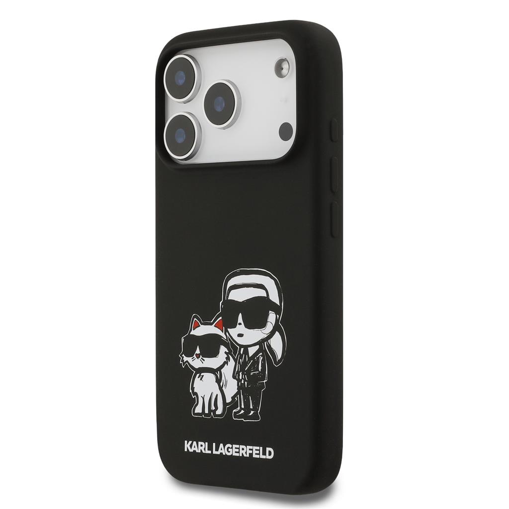 Karl Lagerfeld Liquid Silicone K&CH Sketch MagSafe tok iPhone 17 Pro (Fekete) - KLHMP17LSKCGRGOK