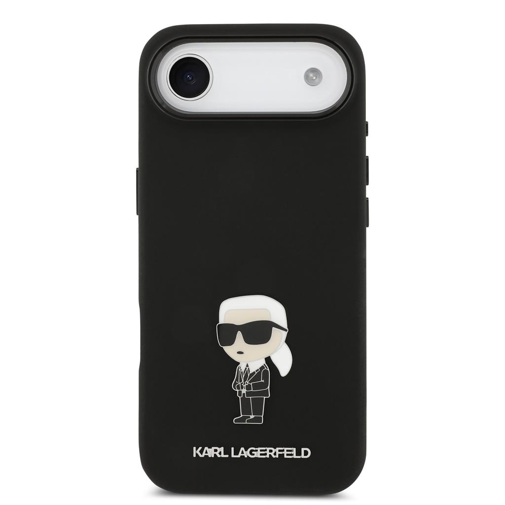 Karl Lagerfeld Liquid Silicone Metal Ikonik tok iPhone Air (Fekete)