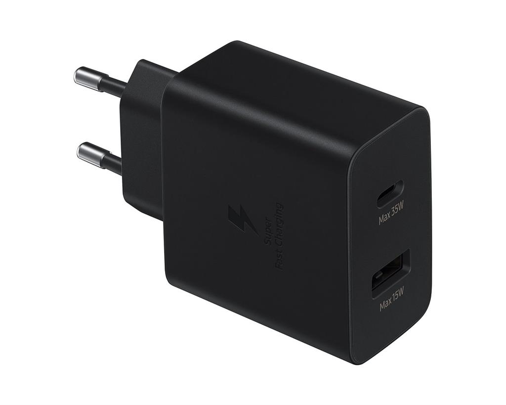 Samsung dupla portos USB-C/USB-A hálózati töltő (Fekete) - 35W - EP-TA220 ECO csomagolás
