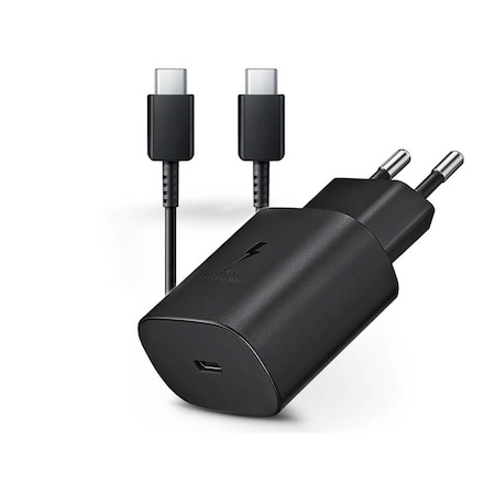Samsung PD gyorstöltő USB-C kábellel 25W (Fekete) – ECO csomagolás