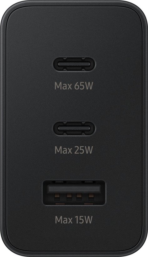 Samsung tripla portos 2x USB-C/USB-A hálózati töltő (Fekete) - 65W - EP-T6530