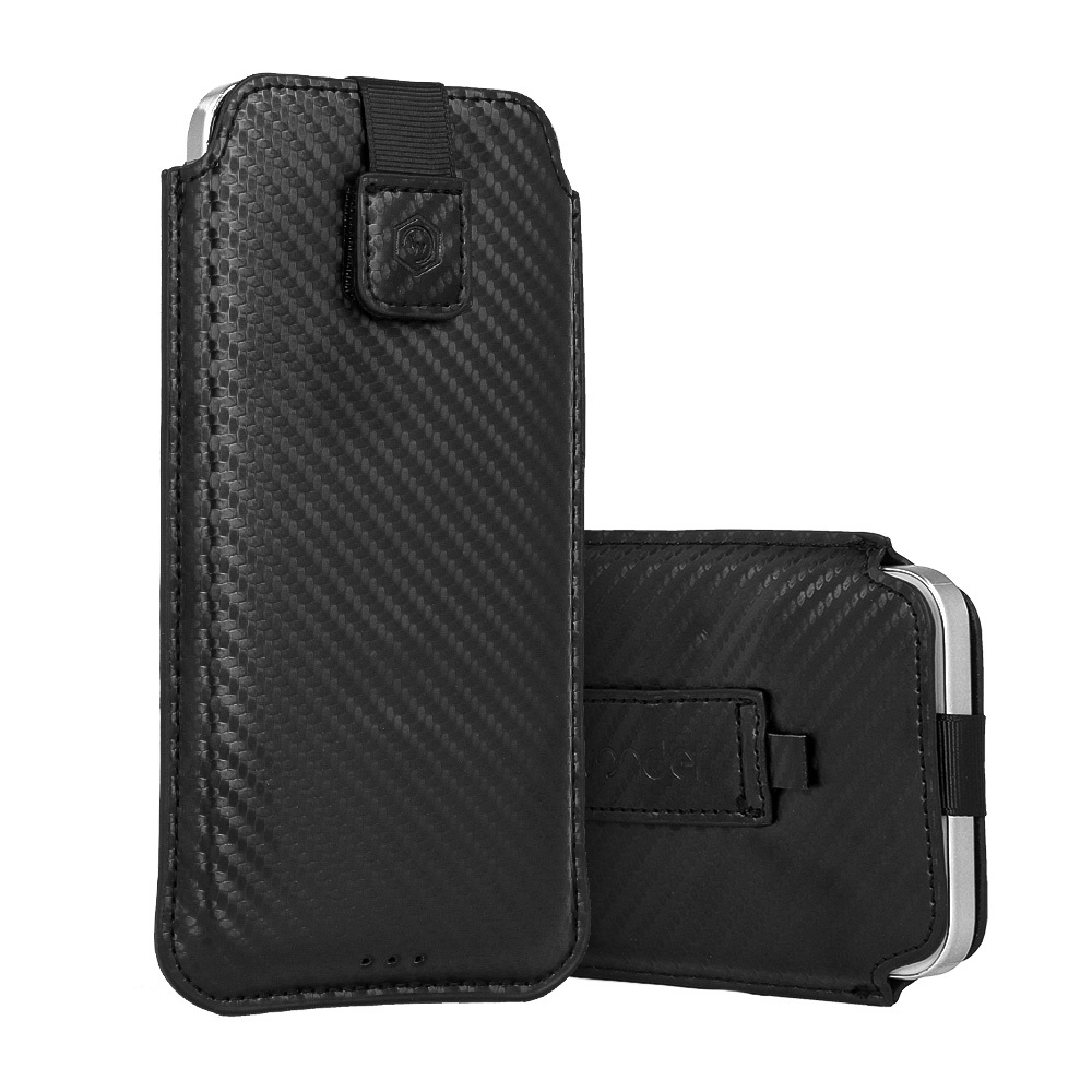 Wonder Carbon bújtatós tok iPhone 5 / Nokia 215 4G / 225 / 5310 2020 (Fekete) – M méret