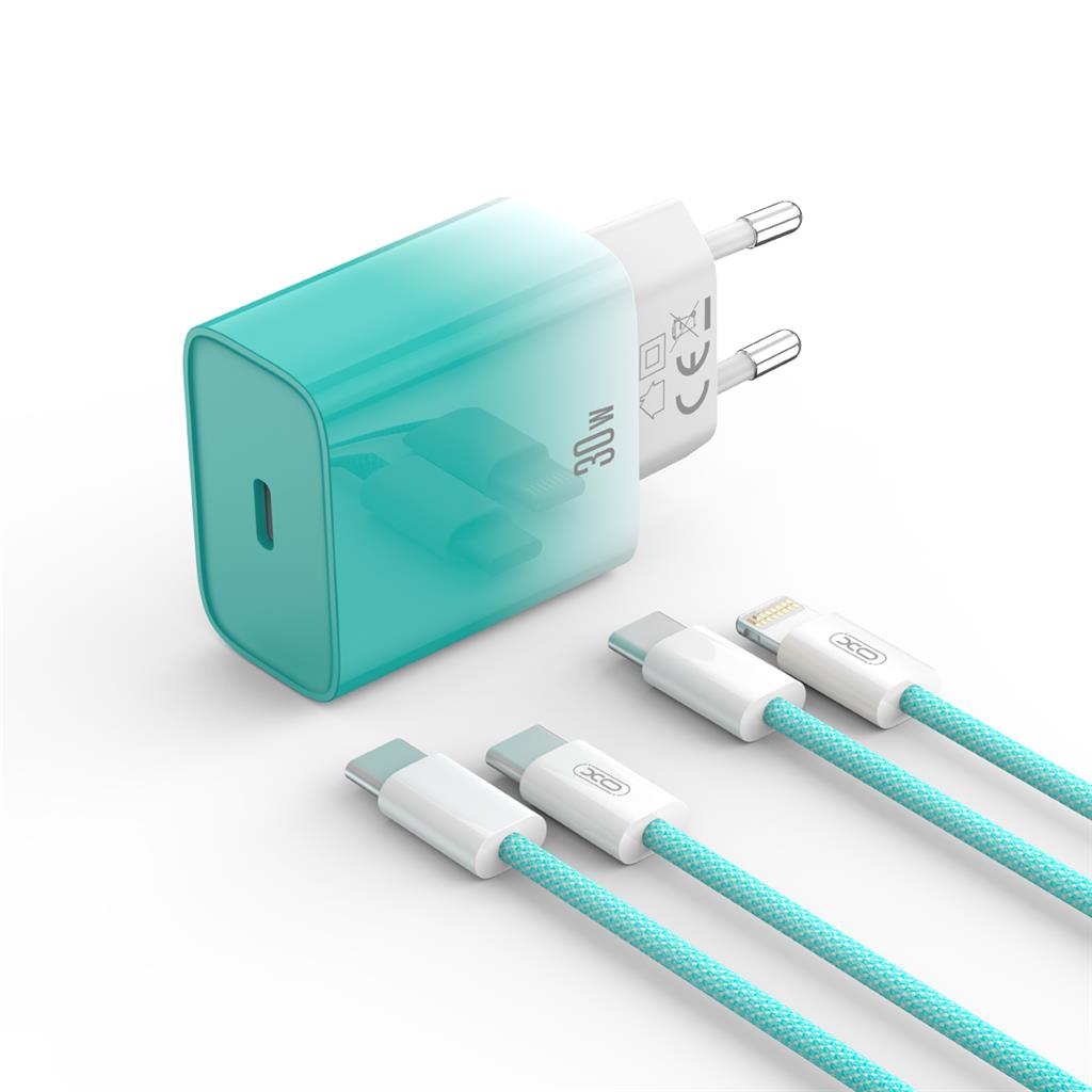 XO CE18 PD 30W gyorstöltő (Kék) – USB-C csatlakozó, Type-C kábellel