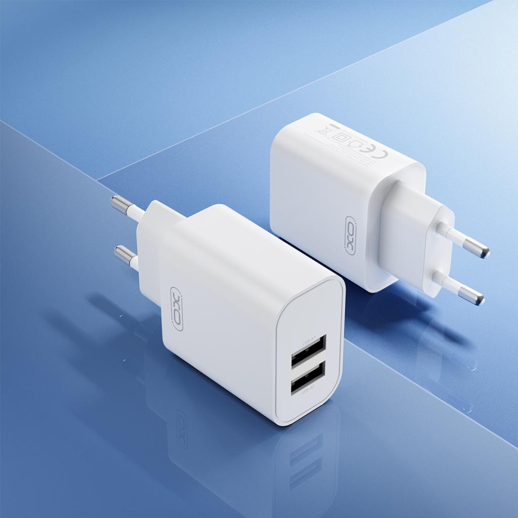 XO CE34 fali töltő 2×USB 2.4A (Fehér)