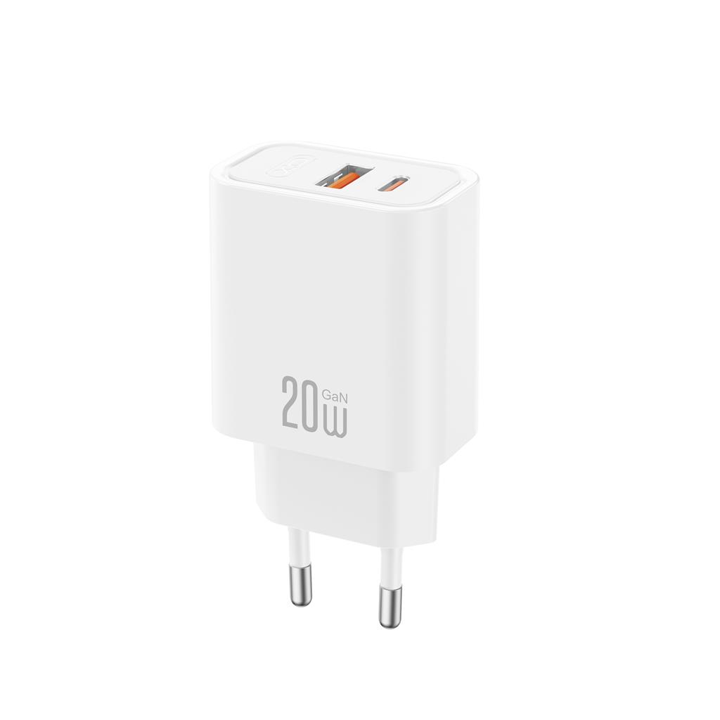 XO CE40(EU) hálózati gyorstöltő (Fehér) - 20W, 1xUSB-A + 1xUSB-C