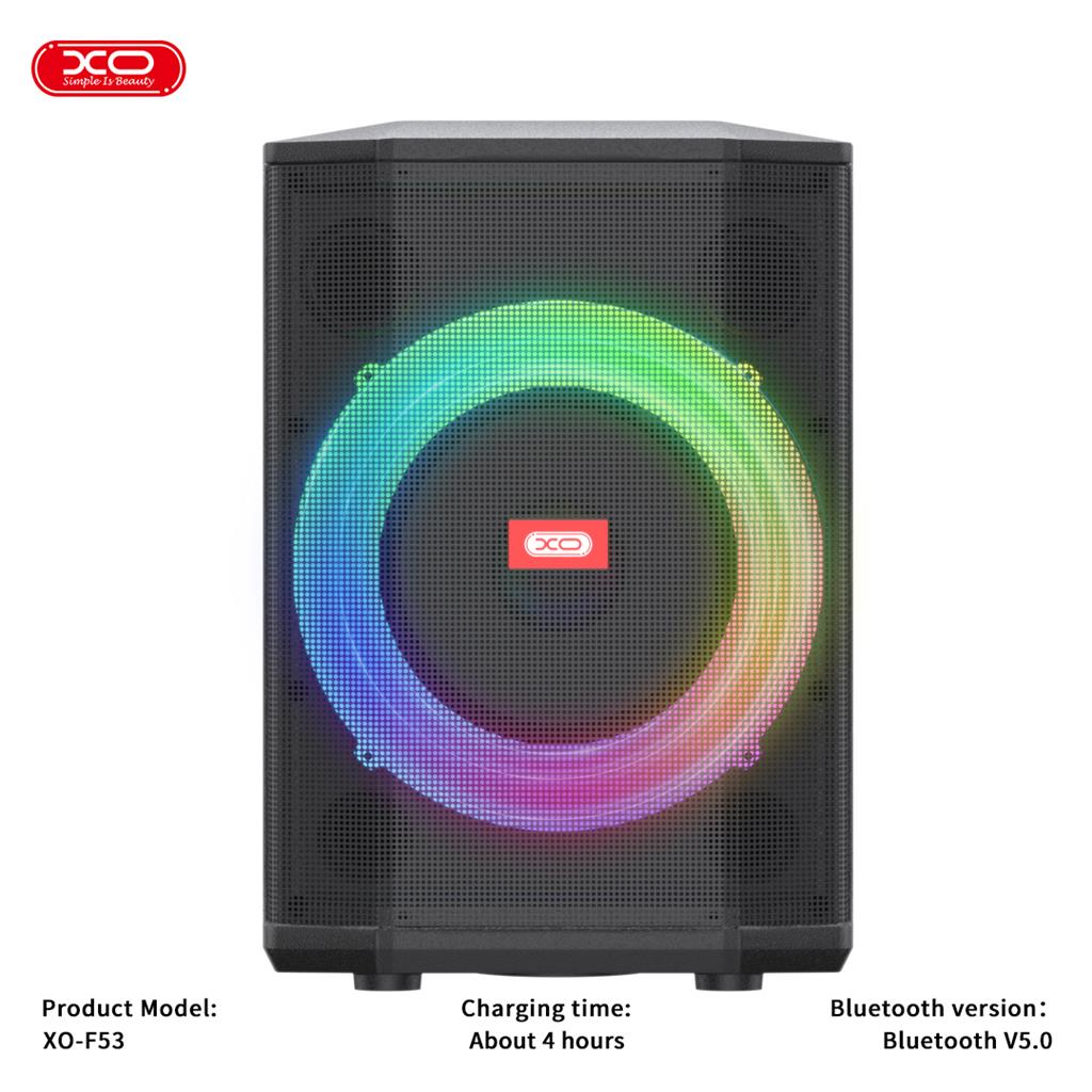 XO F53 8 colos RGB hordozható Bluetooth hangszóró (Fekete) - 40W