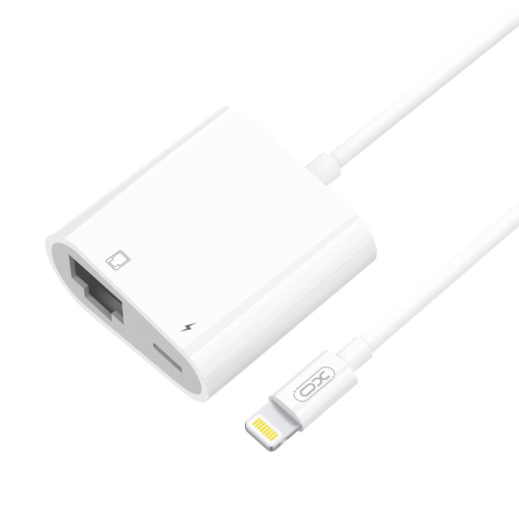 XO GB009 hálózati adapter (Fehér) – Lightning–Ethernet csatlakozó