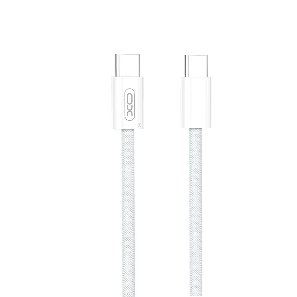 XO NB-Q260A USB-C–USB-C adatkábel (Fehér) – 1 m, 60W, fonott kivitel