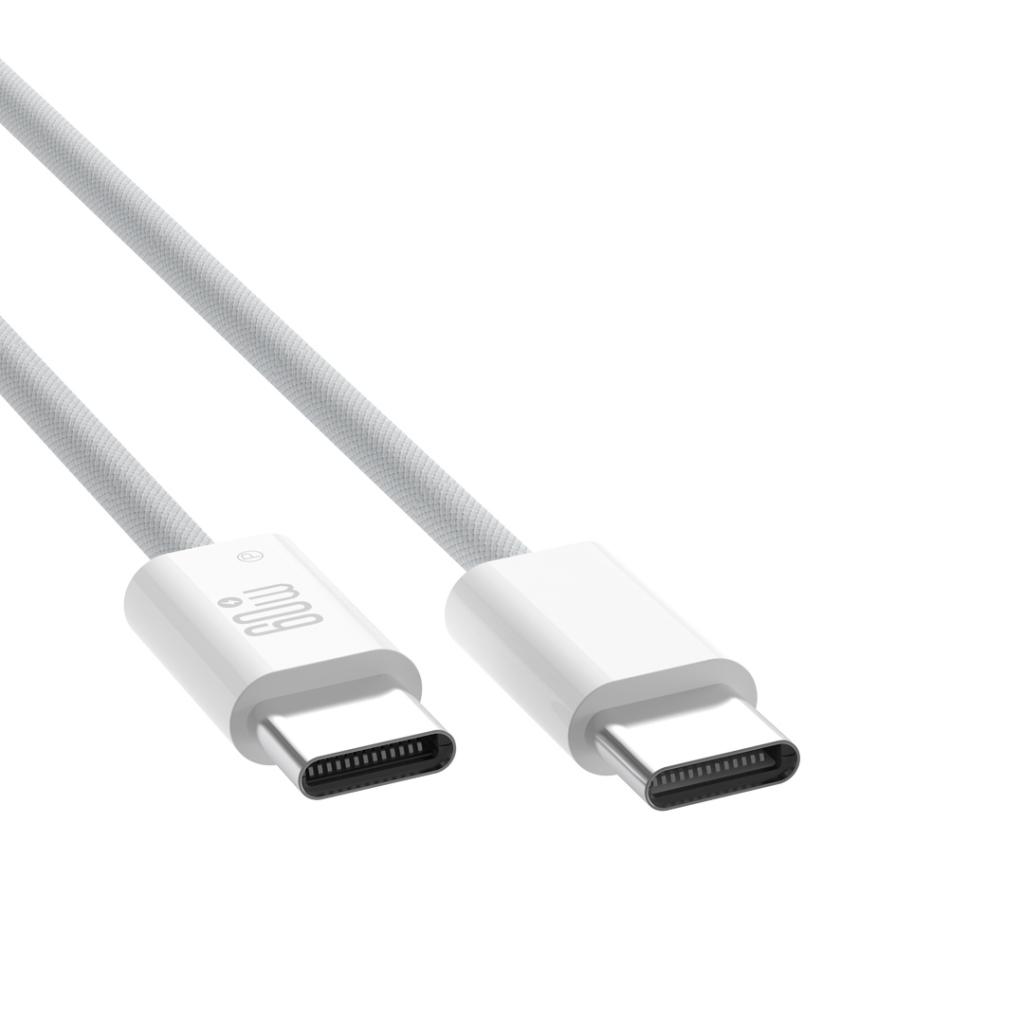XO NB-Q273 USB-C–USB-C adatkábel (Fehér) – 60W, fonott kivitel