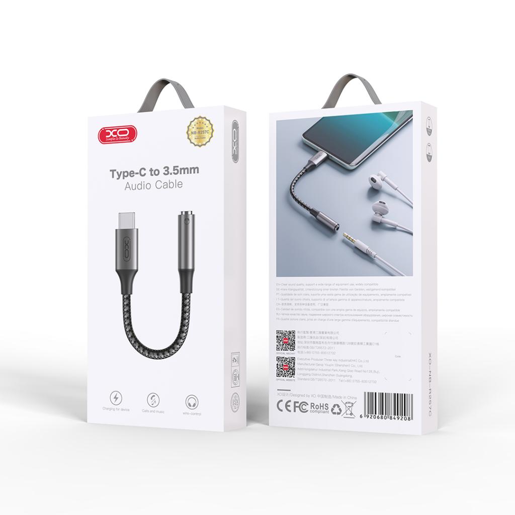 XO NB-R257C Type-C - 3.5mm Jack audio adapter (Fémszürke)