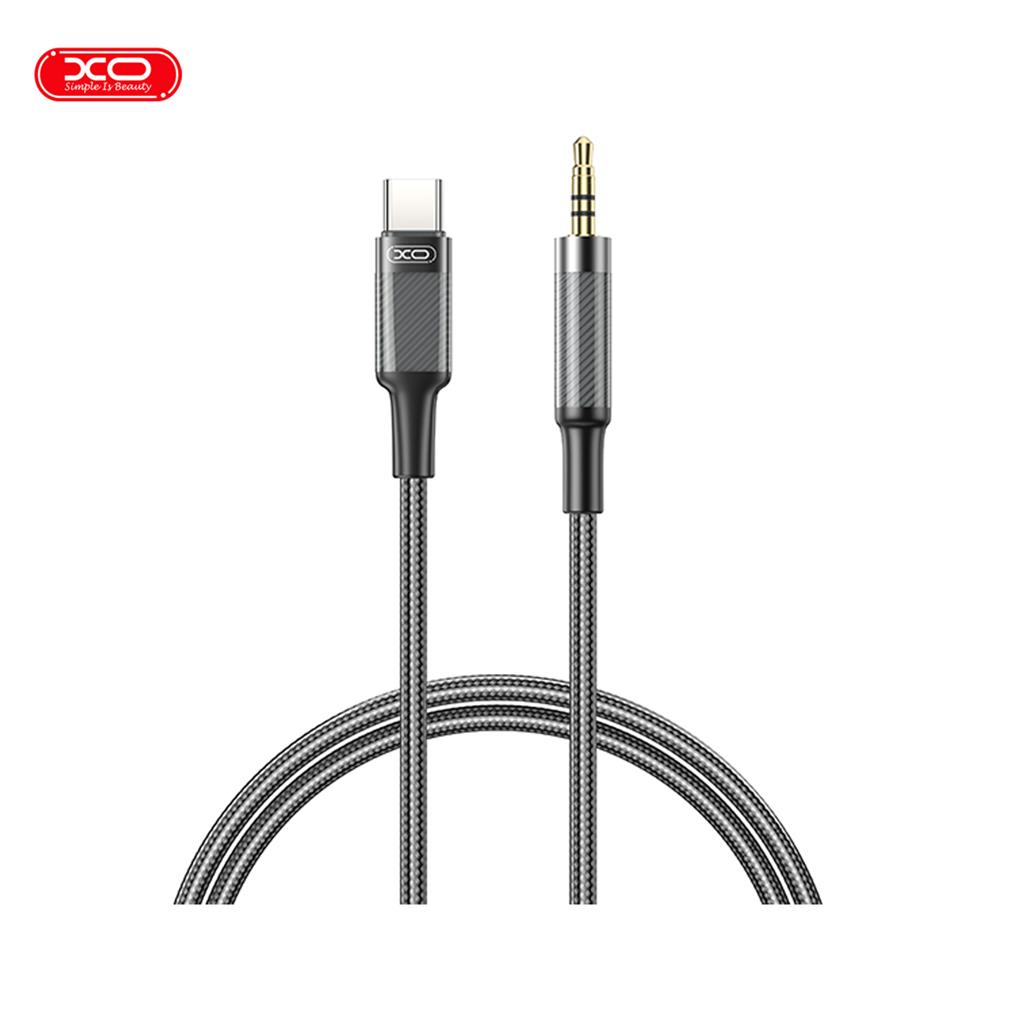 XO NB-R279B audio kábel Type-C - 3,5 mm Brushed Clear (Fekete)