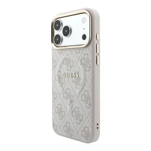 Apple iPhone 18 Pro Guess Leather 4G Gold Frame Embossed MagSafe bőr védőtok (Rózsaszín) (GUHMP18LP4MSEGCP)