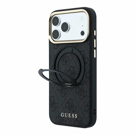 Apple iPhone 18 Pro Guess 4G Ring Stand MagSafe védőtok (Fekete) (GUHMP18L6PS4RSCLK)