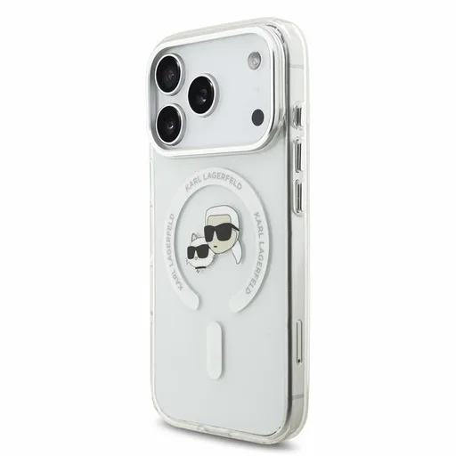 Apple iPhone 18 Pro Karl Lagerfeld IML and Choupette Heads Metal Frame MagSafe védőtok (Fehér)