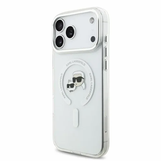 Apple iPhone 18 Pro Max Karl Lagerfeld IML and Choupette Heads Metal Frame MagSafe védőtok (Fehér)
