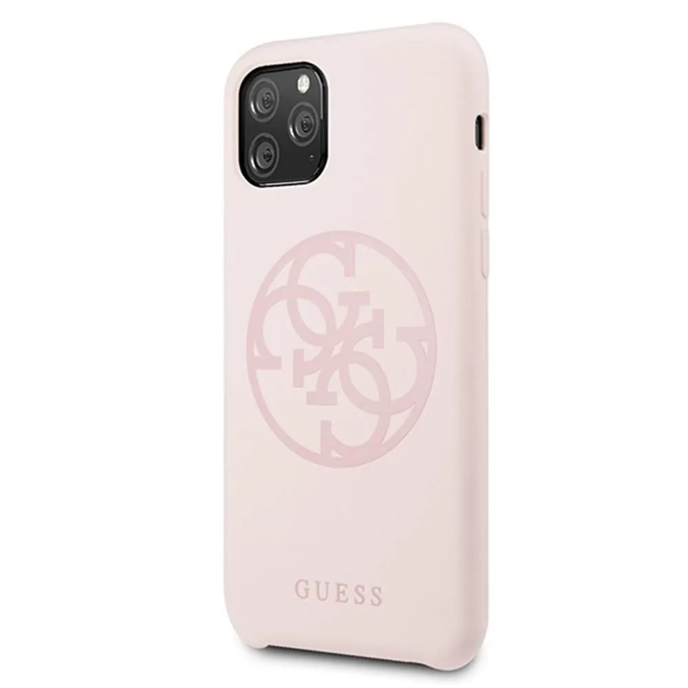 Apple iPhone 11 Pro Guess Silicone 4G Tone On Tone tok (Világos rózsaszín) - GUHCN58LS4GLP