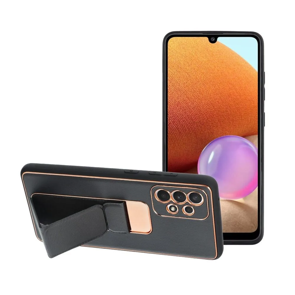 Samsung Galaxy A52 4G/A52 5G/A52s 5G bőr védőtok kihúzható állvánnyal, mágneses autós tartó kompatibilis (Fekete)