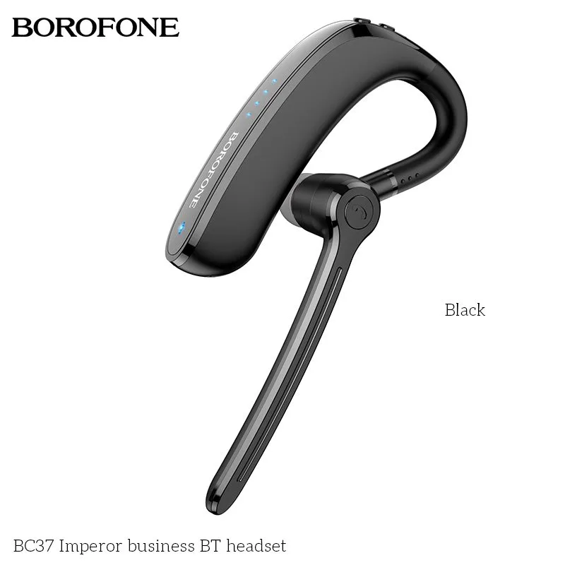 Borofone BC37 bluetooth headset, BT v5.0, 150 mAh akkumulátor 20 órányi hívás/zene és 200 óra készenléti idő, fekete