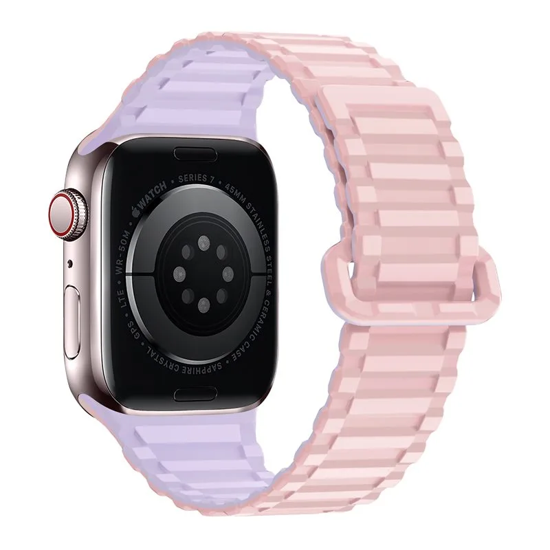 Apple Watch 42 / 44 / 45 / 49 mm Hoco WA06 flexibilis mágneses szilikon szíj lila