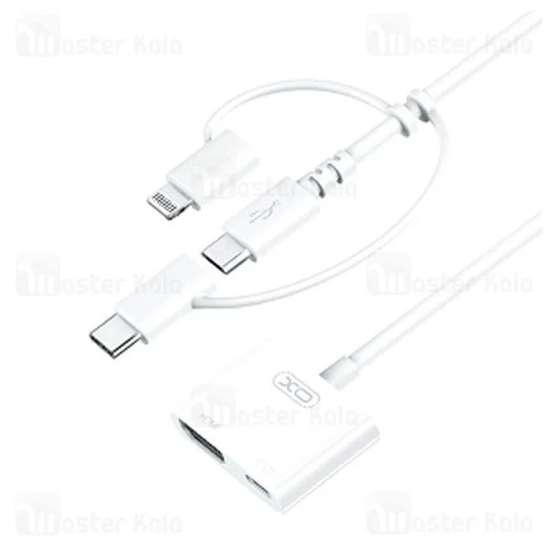 XO HUB009 3 az 1-ben HDMI adapter (Fehér) – Type-C / Micro / Lightning bemenet