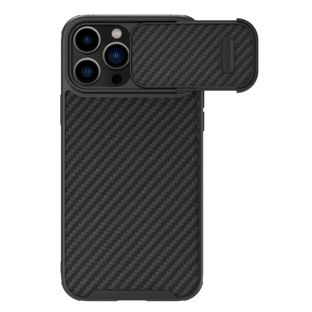 Apple iPhone 14 Pro Max Nillkin Synthetic S magsafe karbon mintás kemény hátlap tok (Fekete)