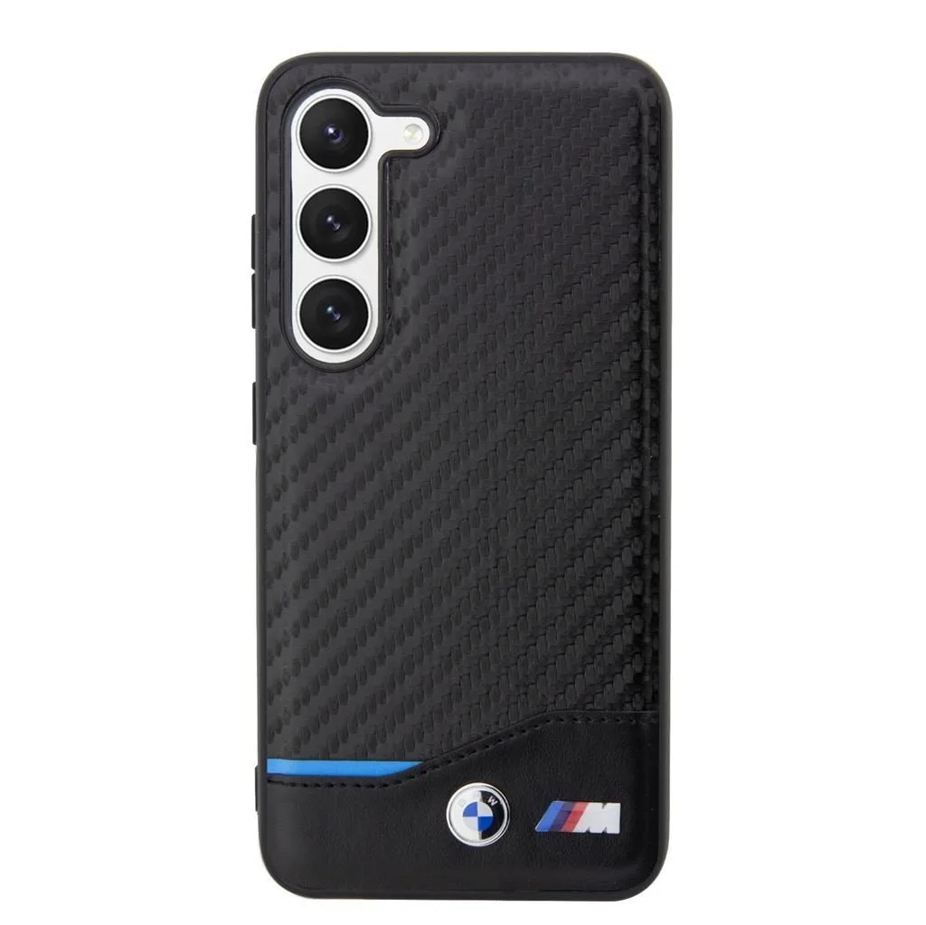Samsung Galaxy S23 BMW M PU Carbon tok – Blue Line (Fekete) - BMHCS23S22NBCK