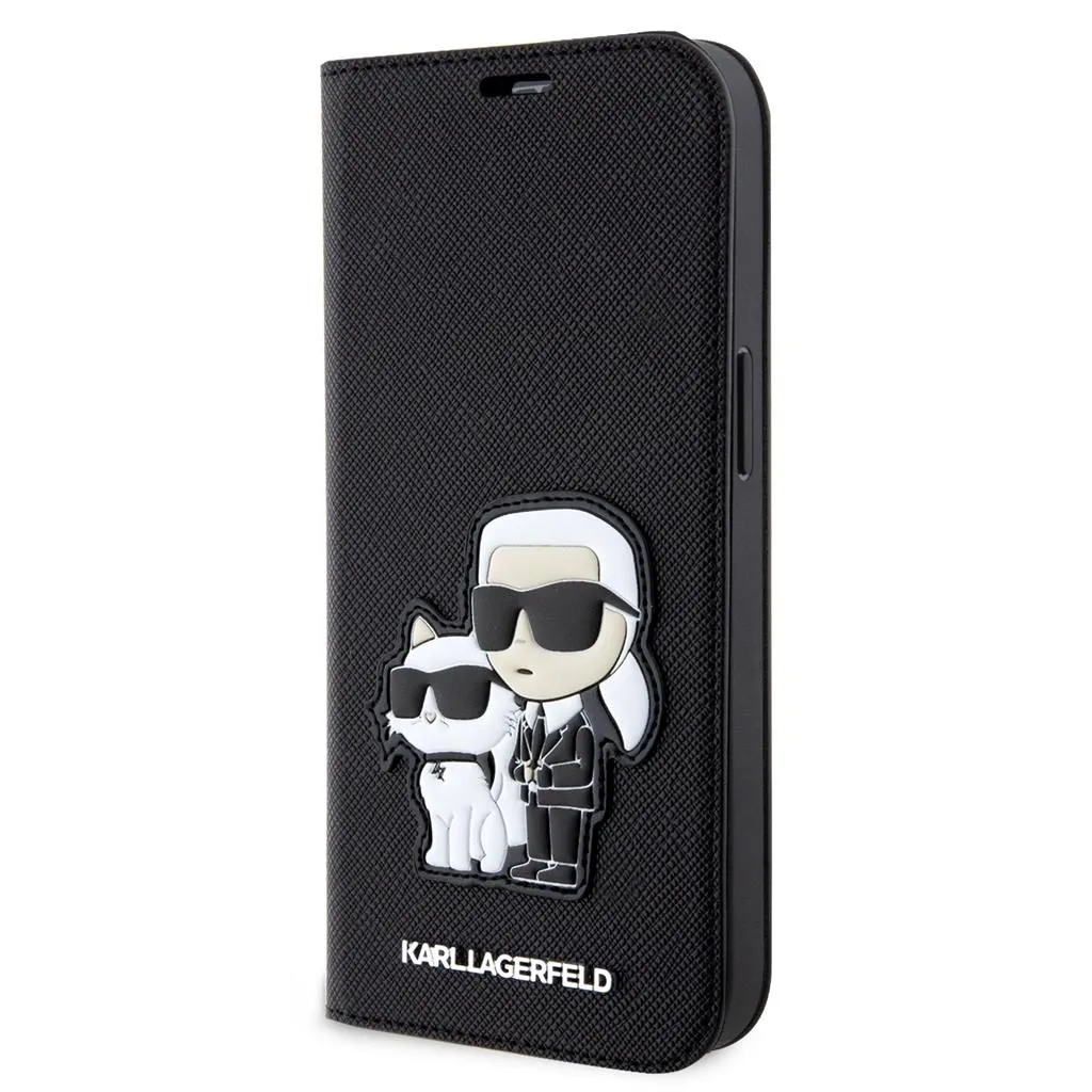 Apple iPhone 14 Karl Lagerfeld PU Saffiano Karl and Choupette NFT Book tok (Fekete) – KLBKP14SSANKCPK