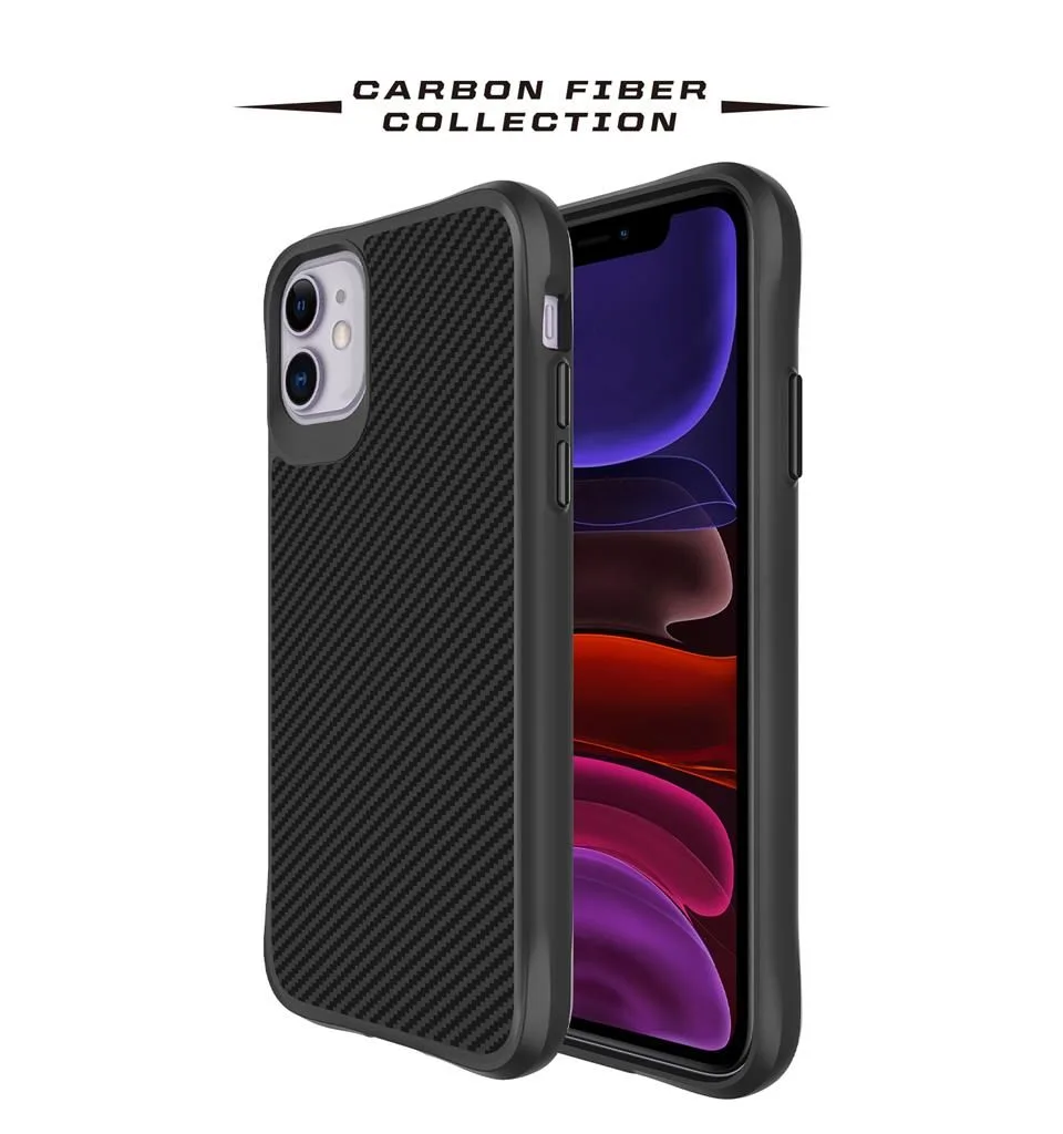 Apple iPhone 11 TOKO Carbon fiber hátlap tok (Fekete)